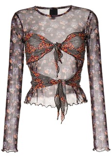 Anna Sui tie-front printed top