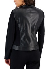 Ak Anne Klein Petite Mandarin-Collar Zip-Up Jacket - Anne Black