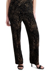 Ak Anne Klein Petite Printed Wide-Leg Pull-On Knit Pants - Anne Black/Vicuna