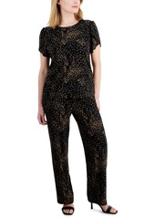 Ak Anne Klein Petite Printed Wide-Leg Pull-On Knit Pants - Anne Black/Vicuna