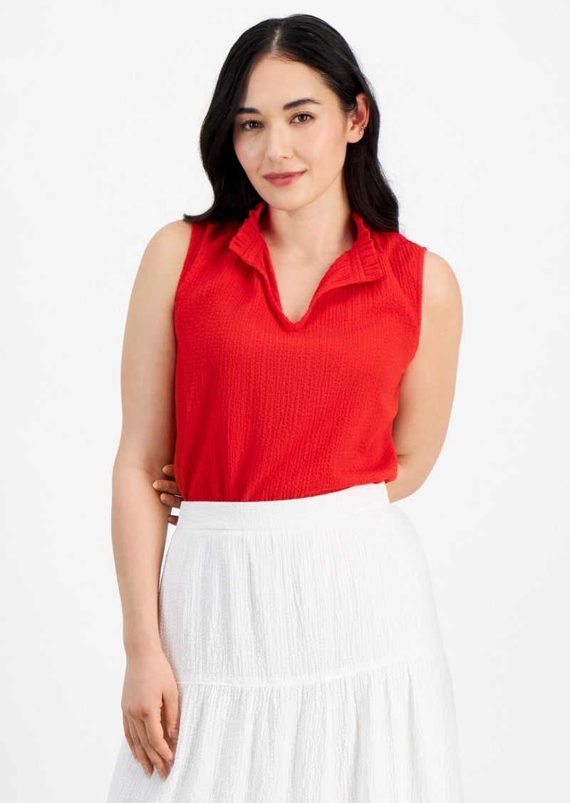 Ak Anne Klein Petite V-Neck Sleeveless Top - Poppy