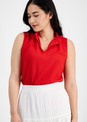 Ak Anne Klein Petite V-Neck Sleeveless Top - Poppy