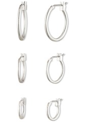 Anne Klein 3-Pc. Set Extra-Small & Small Hoop Earrings - Silver