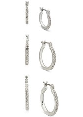 Anne Klein 3-Pc. Set Pave Hoop Earrings - Gold