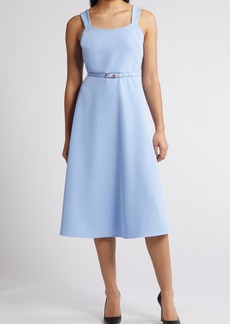 Anne Klein Belted A-Line Midi Dress in Cape Blue at Nordstrom Rack