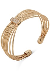 Anne Klein Boxed Gold Tone Crystal Multirow Cuff Bracelet - Crystal Wh