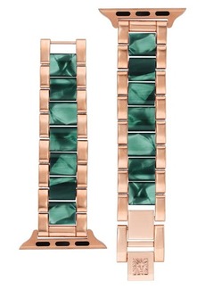 Anne Klein Bracelet Apple Watch® Strap in Rose Gold/Green at Nordstrom