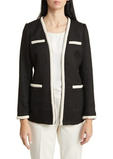 Anne Klein Contrast Trim Tweed Jacket