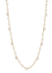 Anne Klein Crystal & Imitation Pearl Collar Necklace in Silver/Crystal at Nordstrom Rack