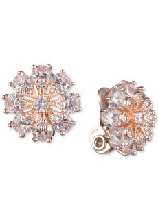Anne Klein Crystal Flower Clip-On Button Earrings - Rose Gold