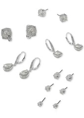 Anne Klein Crystal Solitaire E-z Comfort Clip-on Earrings - Silver