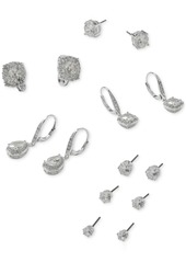 Anne Klein Crystal Stud E-z Comfort Clip-on Earrings - Silver