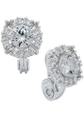 Anne Klein Crystal Stud E-z Comfort Clip-on Earrings - Silver