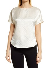 Anne Klein Dew Drop Beaded Satin Blouse in Anne White/Gold at Nordstrom