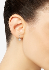 Anne Klein Gold-tone Imitation Pearl And Crystal Huggie Drop Earrings - Pearl
