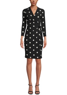 Anne Klein Faux-Wrap Dress - Anne Black/White Dot Print