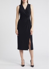 Anne Klein Faux Wrap Sleeveless Jersey Midi Dress