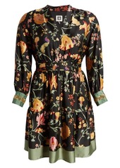 Anne Klein Floral Bead Detail Long Sleeve Dress