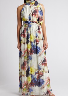 Anne Klein Floral Bow Maxi Dress in Light Crema Multi at Nordstrom Rack