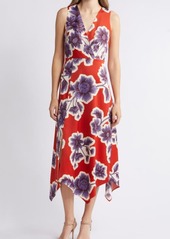 Anne Klein Floral Handkerchief Hem Dress