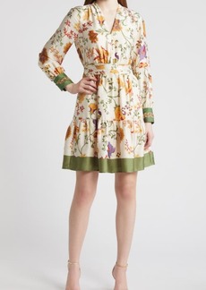 Anne Klein Floral Print Long Sleeve Dress