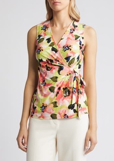 Anne Klein Floral Sleeveless Knit Wrap Front Top