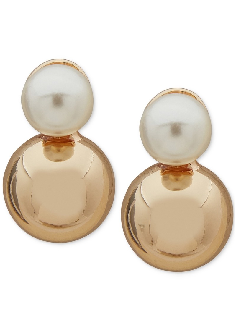Anne Klein Gold-Tone & Imitation Pearl Bead Stud Earrings - Crystal
