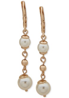 Anne Klein Gold-Tone & Imitation Pearl Beaded Linear Drop Earrings - Crystal