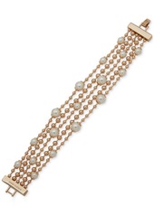 Anne Klein Gold-Tone & Imitation Pearl Beaded Multi-Row Flex Bracelet - Crystal