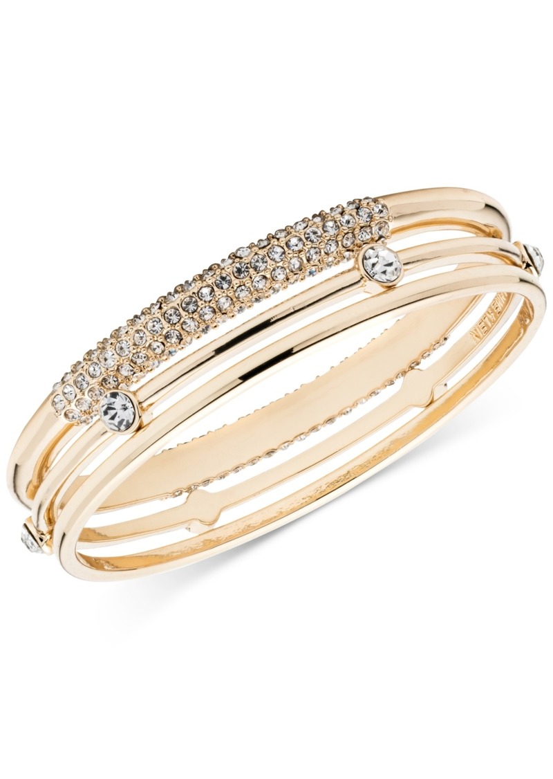 Anne Klein Gold-Tone 3-Pc. Set Crystal Bangle Bracelet, Created for Macy's - Gold