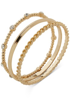 Anne Klein Gold-Tone 3-Pc. Set Crystal Bangle Bracelets - Crystal