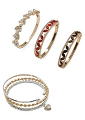 Anne Klein Gold-Tone 3-Pc. Set Pave & Stone Love Bangle Bracelets - Crystal