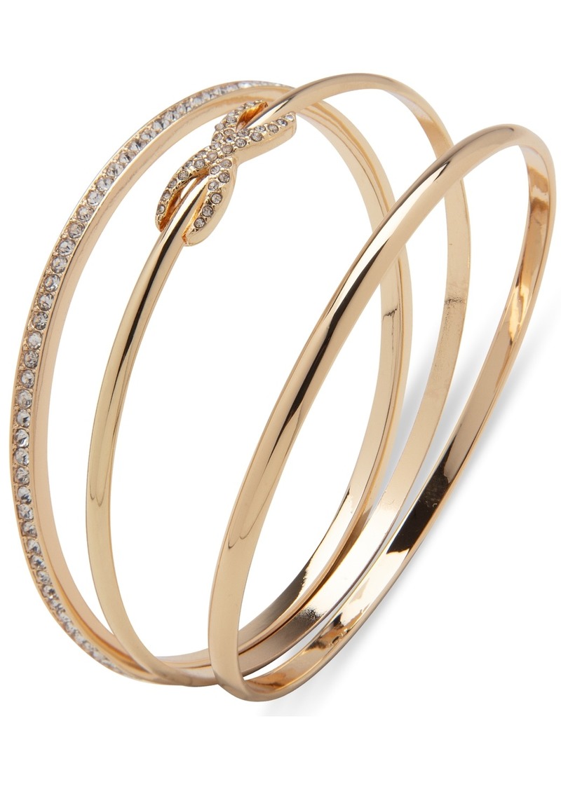 Anne Klein Gold-Tone 3-Pc. Set Pave Infinity Bangle Bracelets - White