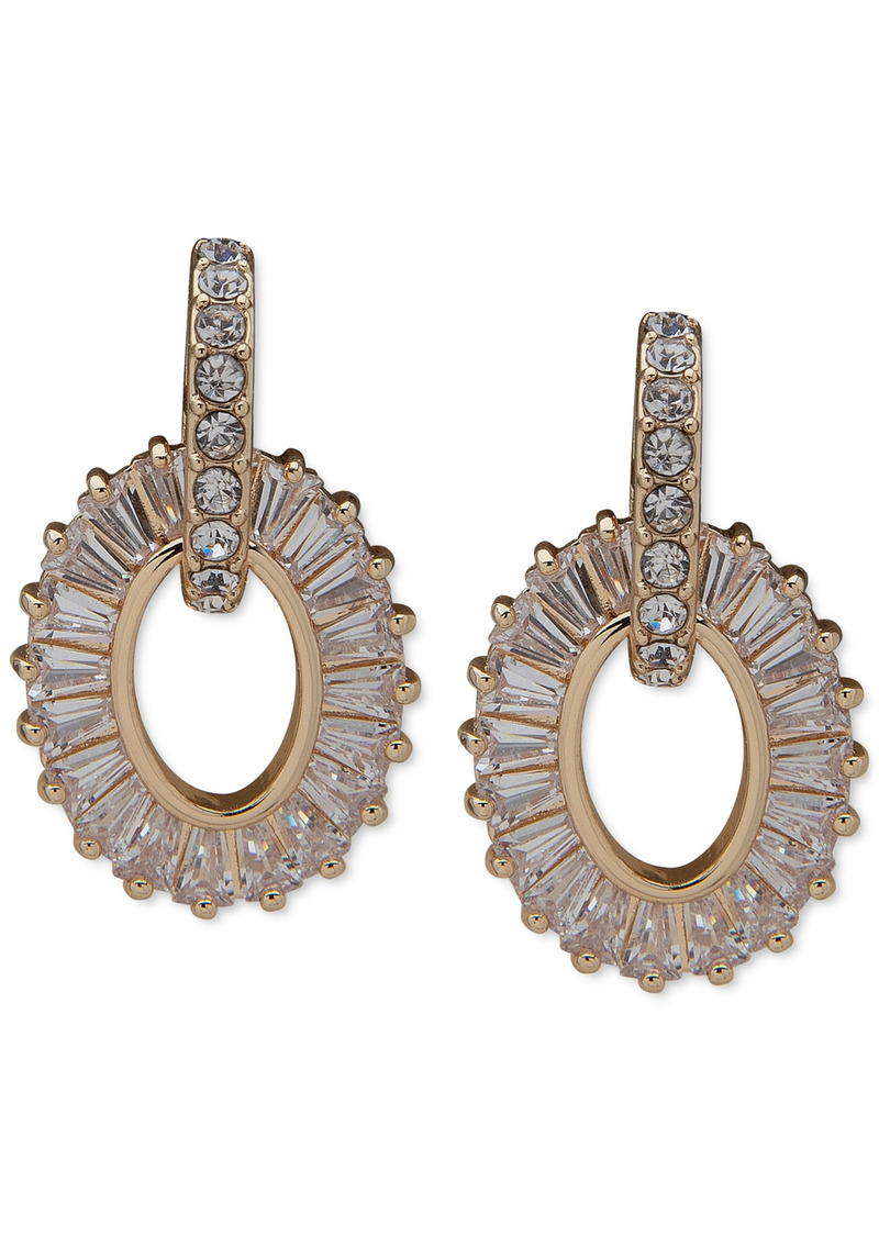 Anne Klein Gold-Tone Baguette Crystal Ring Drop Earrings - Crystal