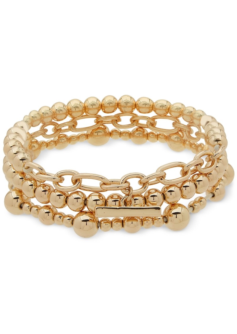 Anne Klein Gold-Tone Beaded Multi-Row Stretch Bracelet - Gold