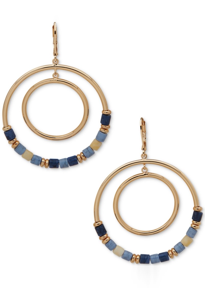 Anne Klein Gold-Tone Beaded Orbital Drop Earrings - Multi