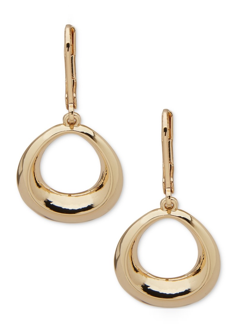 Anne Klein Gold-Tone Bevel Open Oval Drop Earrings - Gold