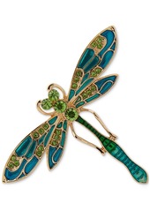 Anne Klein Gold-Tone Blue Green Multi Dragonfly Pin - Green