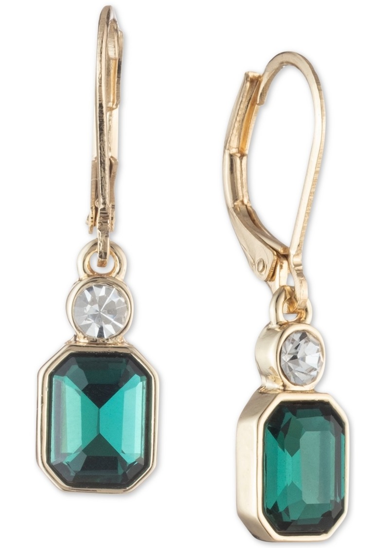 Anne Klein Gold-Tone Bright Crystal Drop Earrings - Green