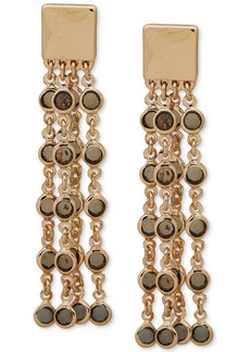 Anne Klein Gold-Tone Chain & Color Stone Statement Earrings - Sapphire