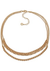 "Anne Klein Gold-Tone Chain Link Layered Collar Necklace, 16"" + 3"" extender - Gold"
