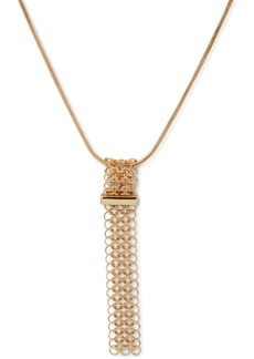 "Anne Klein Gold-Tone Chain Mesh Long Pendant Necklace, 32"" + 3"" extender - Gold"