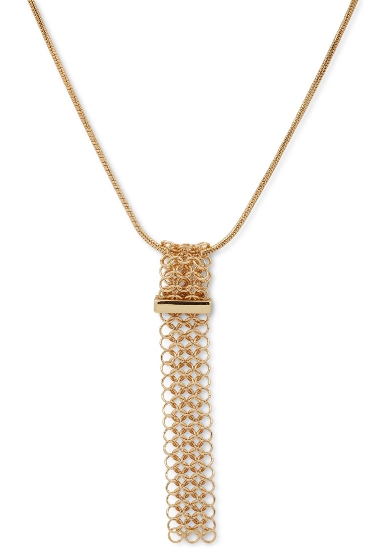 "Anne Klein Gold-Tone Chain Mesh Long Pendant Necklace, 32"" + 3"" extender - Gold"