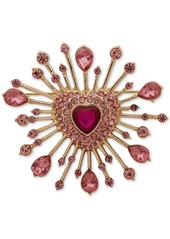 Anne Klein Gold-Tone Color Crystal Heart Spray Pin - Pink
