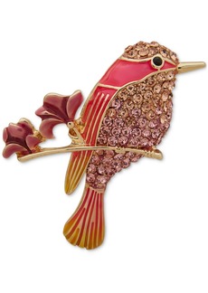 Anne Klein Gold-Tone Crystal & Epoxy Bird Pin - Multi