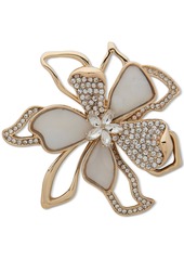 Anne Klein Gold-Tone Crystal & Mother-of-Pearl Flower Pin - Crystal