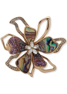 Anne Klein Gold-Tone Crystal & Stone Flower Pin - Multi