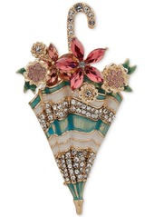 Anne Klein Gold-Tone Crystal & Stone Flower Umbrella Pin - Multi