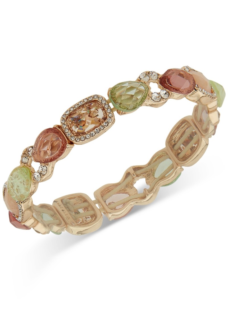 Anne Klein Gold-Tone Crystal & Stone Stretch Bracelet - Multi