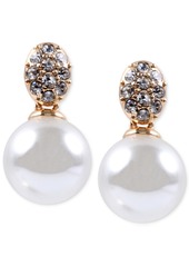 Anne Klein Gold-Tone Crystal and Glass Pearl Earrings